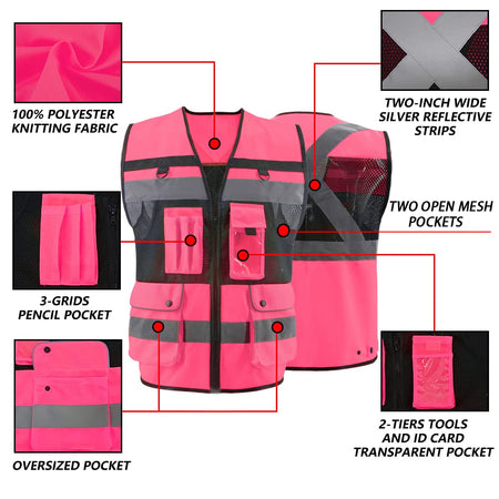 Details of a Pink safety vest 