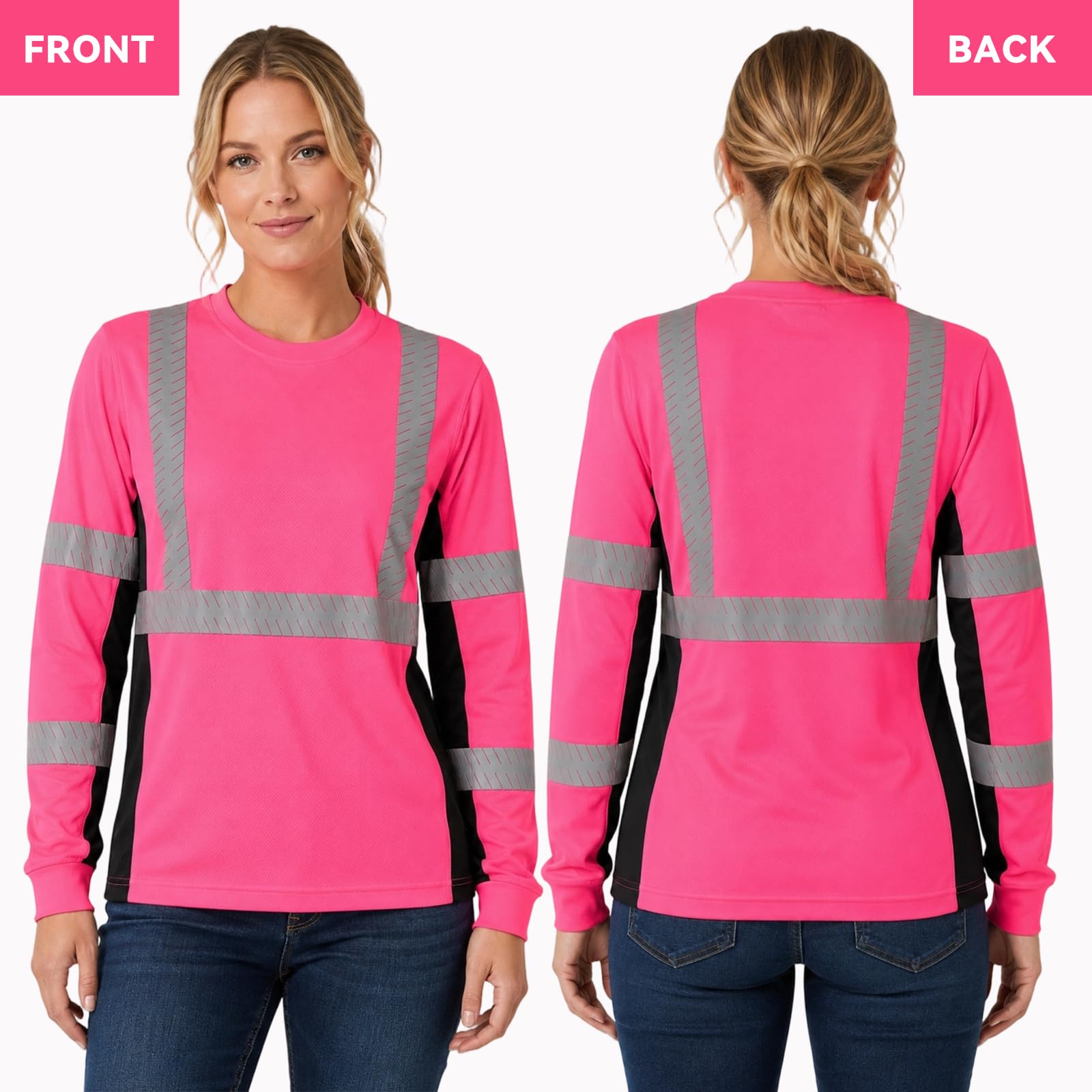 SMASYS Safety Shirts with Silver Slanted Carving Reflective Tape