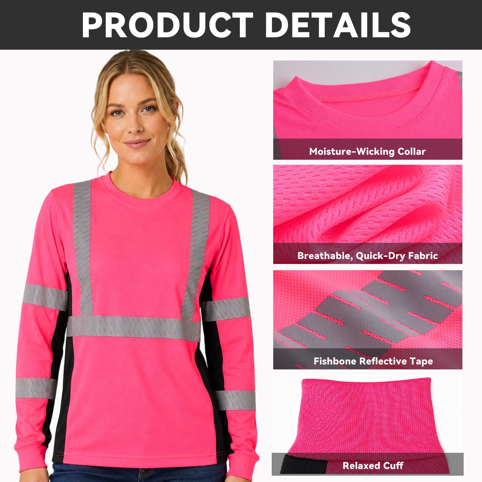 SMASYS Safety Shirts with Silver Slanted Carving Reflective Tape