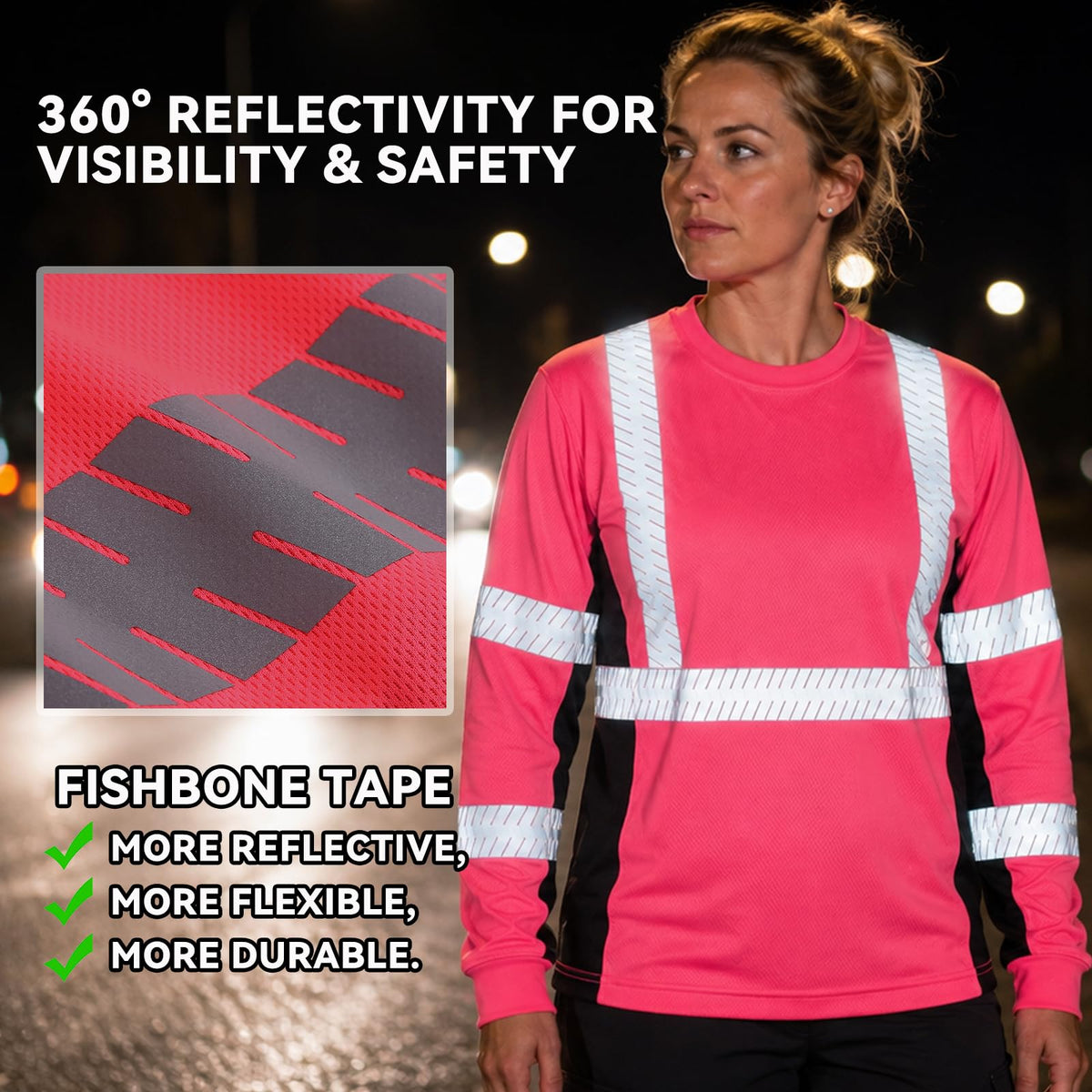SMASYS Safety Shirts with Silver Slanted Carving Reflective Tape