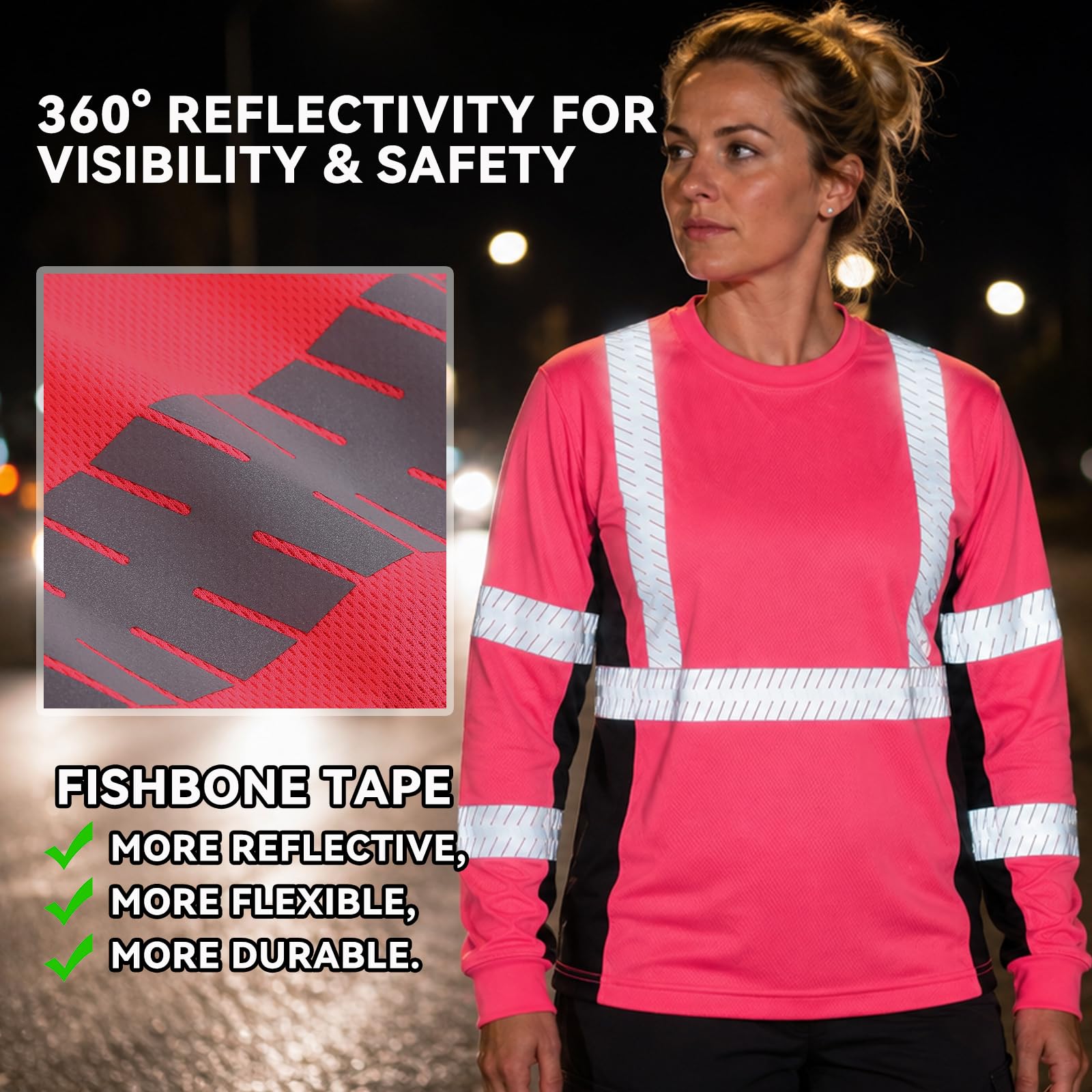 SMASYS Safety Shirts with Silver Slanted Carving Reflective Tape