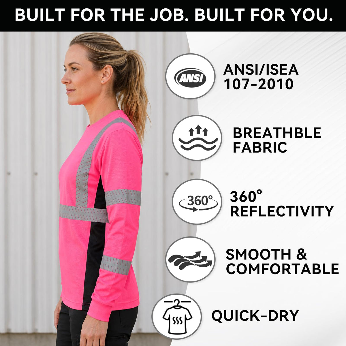 SMASYS Safety Shirts with Silver Slanted Carving Reflective Tape