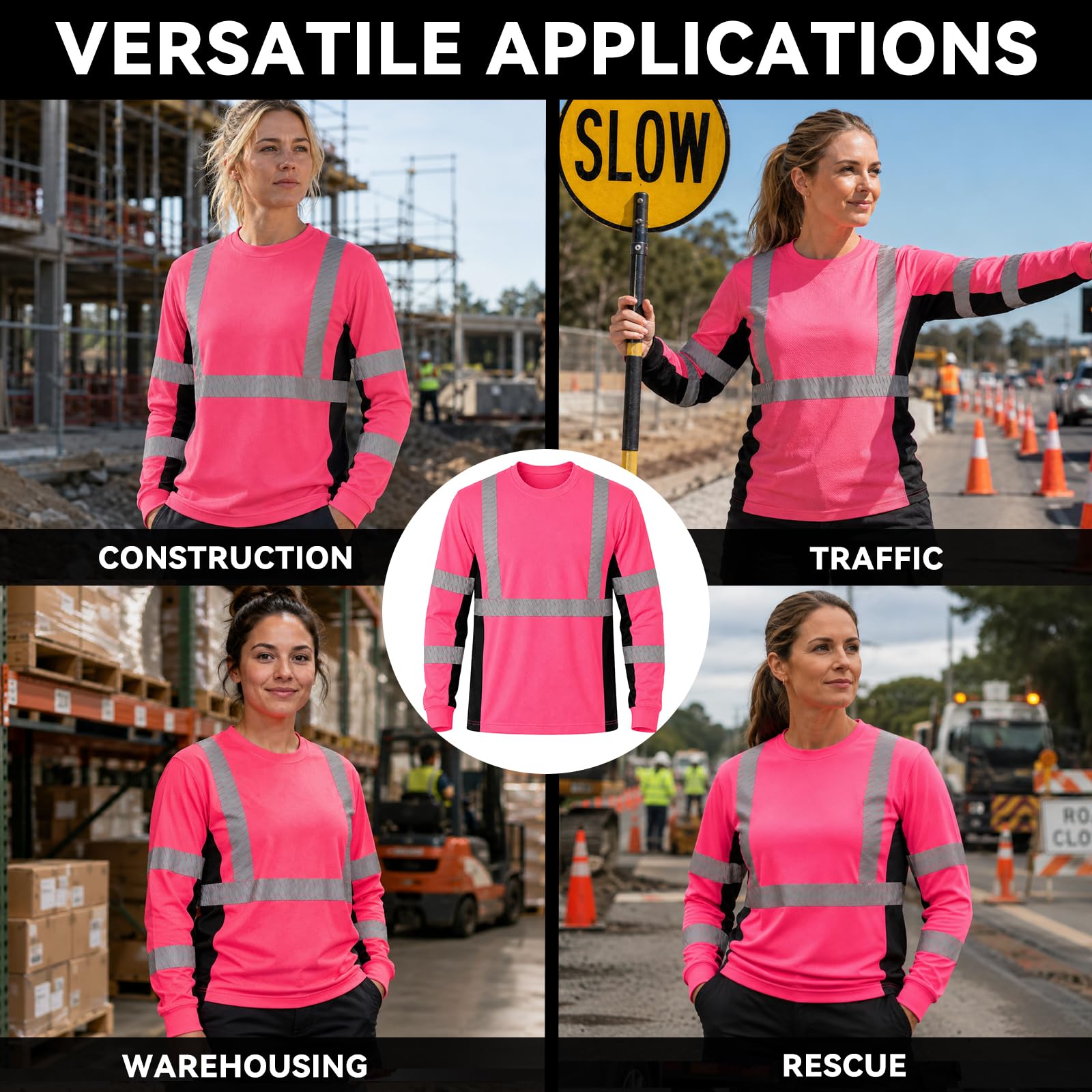 SMASYS Safety Shirts with Silver Slanted Carving Reflective Tape