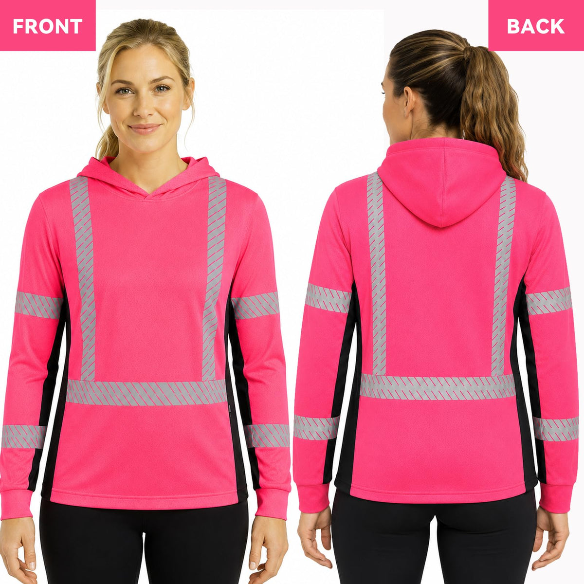 SMASYS Long-sleeve Safety Hoodie with Silver Slanted Carving Reflective Tape SMASYS Store