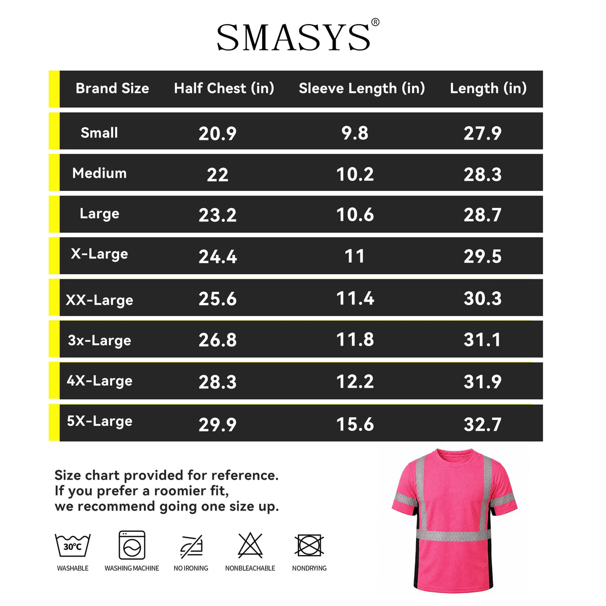 SMASYS Short-sleeve Safety T-Shirt with Silver Slanted Carving Reflective Tape