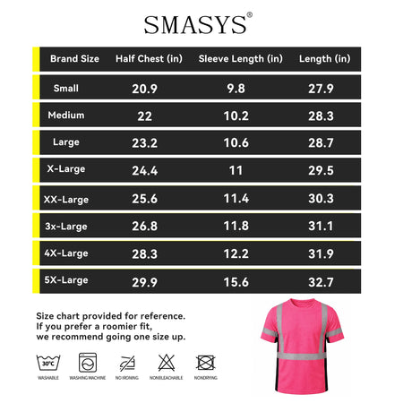 SMASYS Short-sleeve Safety T-Shirt with Silver Slanted Carving Reflective Tape