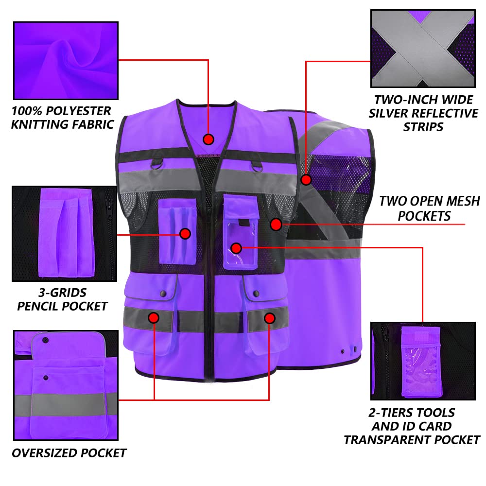 Details of the Purple safety vest 