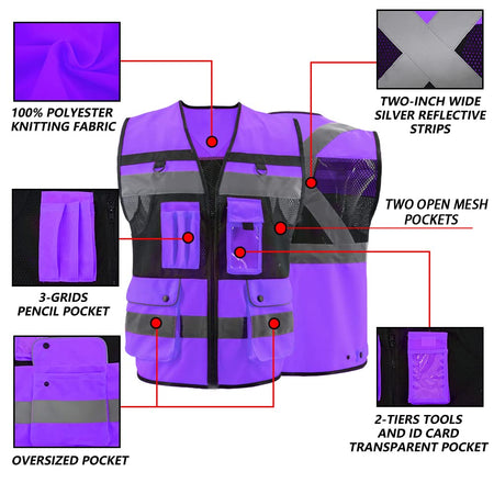 Details of the Purple safety vest 