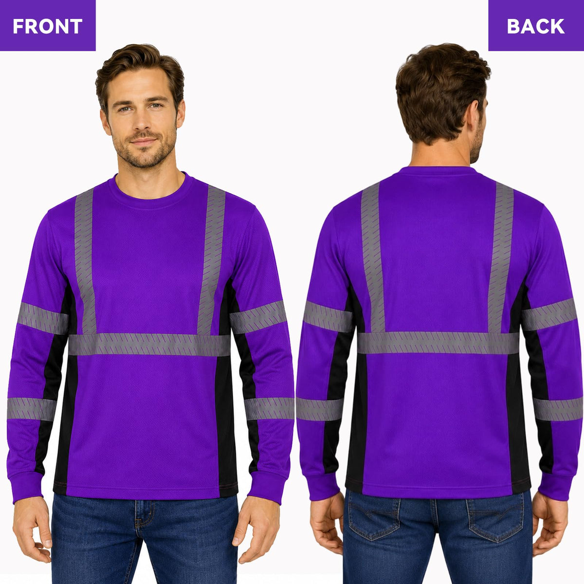 SMASYS Safety Shirts with Silver Slanted Carving Reflective Tape
