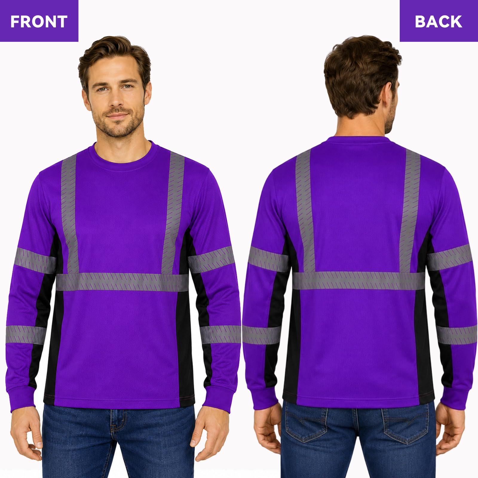 SMASYS Safety Shirts with Silver Slanted Carving Reflective Tape