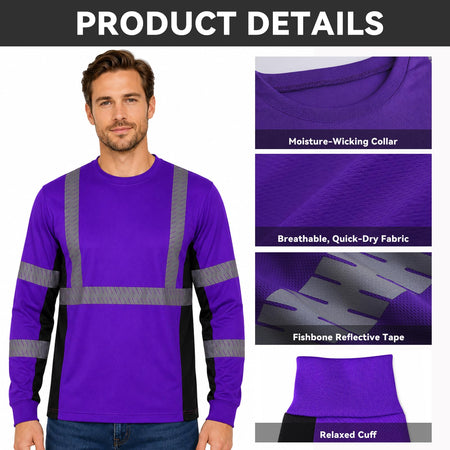 SMASYS Safety Shirts with Silver Slanted Carving Reflective Tape