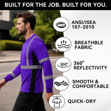 SMASYS Safety Shirts with Silver Slanted Carving Reflective Tape