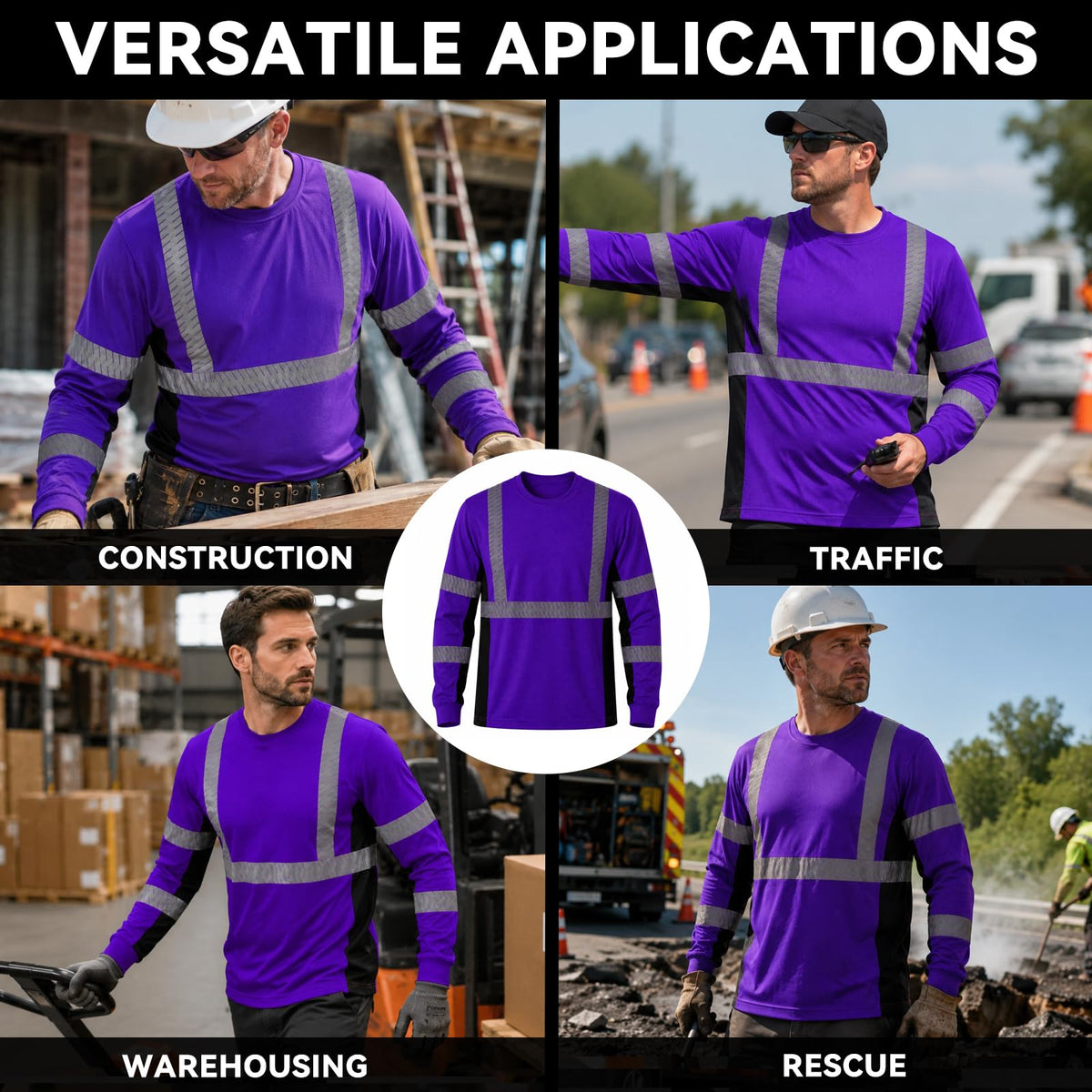 SMASYS Safety Shirts with Silver Slanted Carving Reflective Tape