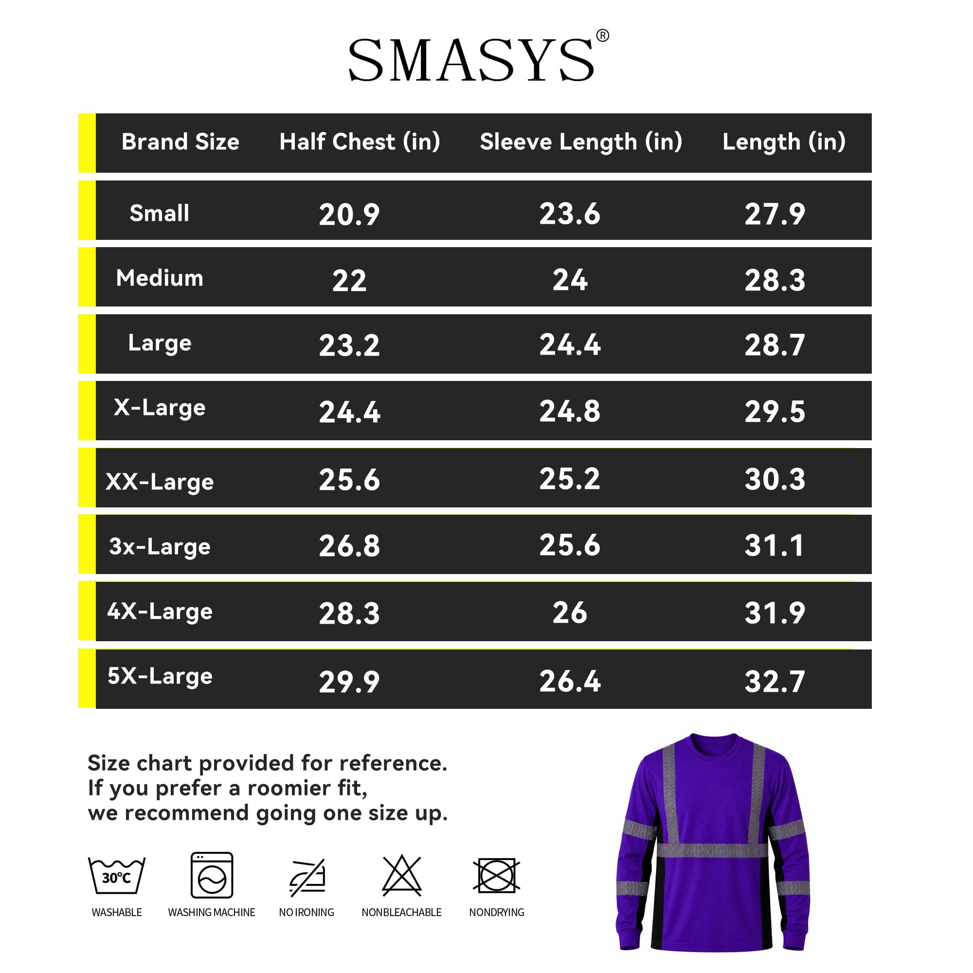 SMASYS Safety Shirts with Silver Slanted Carving Reflective Tape