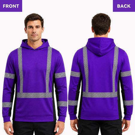SMASYS Long-sleeve Safety Hoodie with Silver Slanted Carving Reflective Tape SMASYS Store