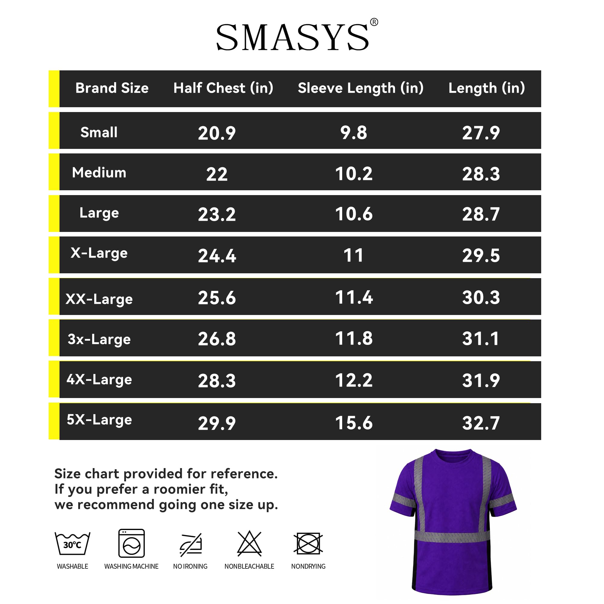 SMASYS Short-sleeve Safety T-Shirt with Silver Slanted Carving Reflective Tape