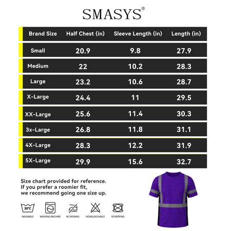 SMASYS Short-sleeve Safety T-Shirt with Silver Slanted Carving Reflective Tape
