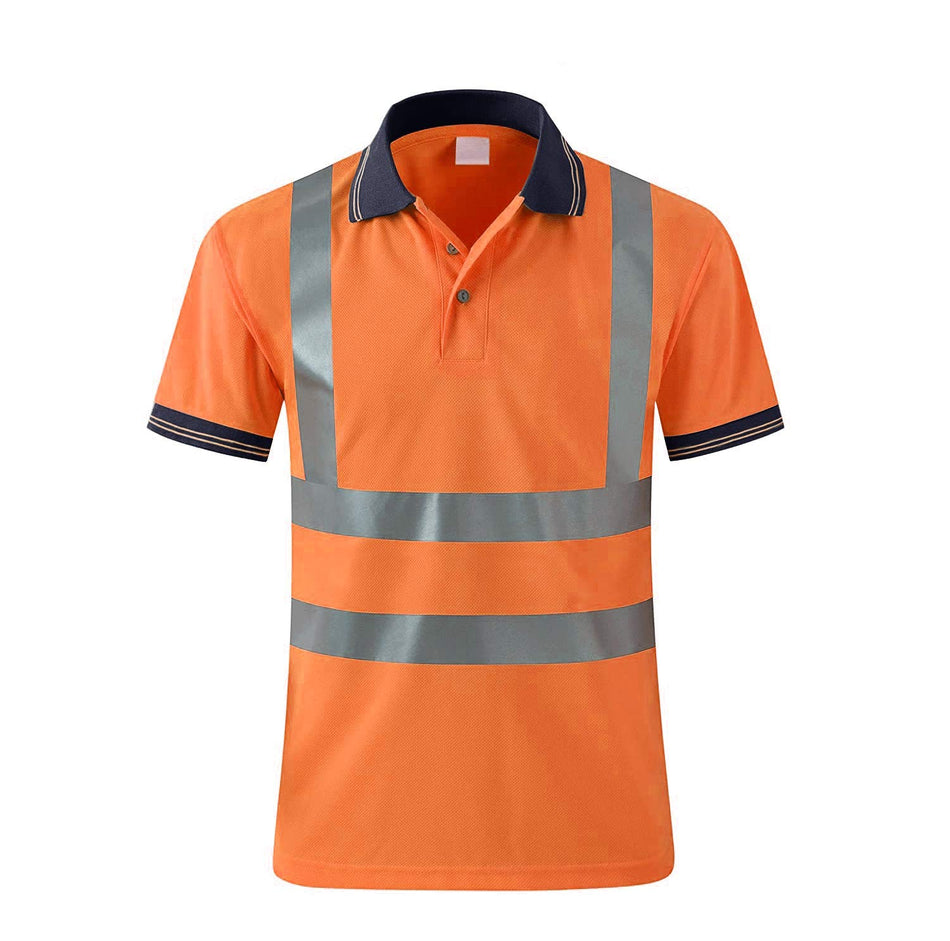 SMASYS Hi Vis Reflective Polo Shirt, Short Sleeve Casual safety Polo Shirts,Rib Cuff