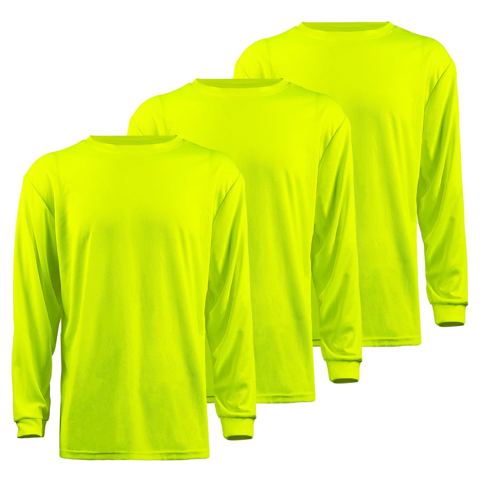 SMASYS Hi-Vis Safety Shirts, 3 Pcs Long Sleeve Bright Shirts