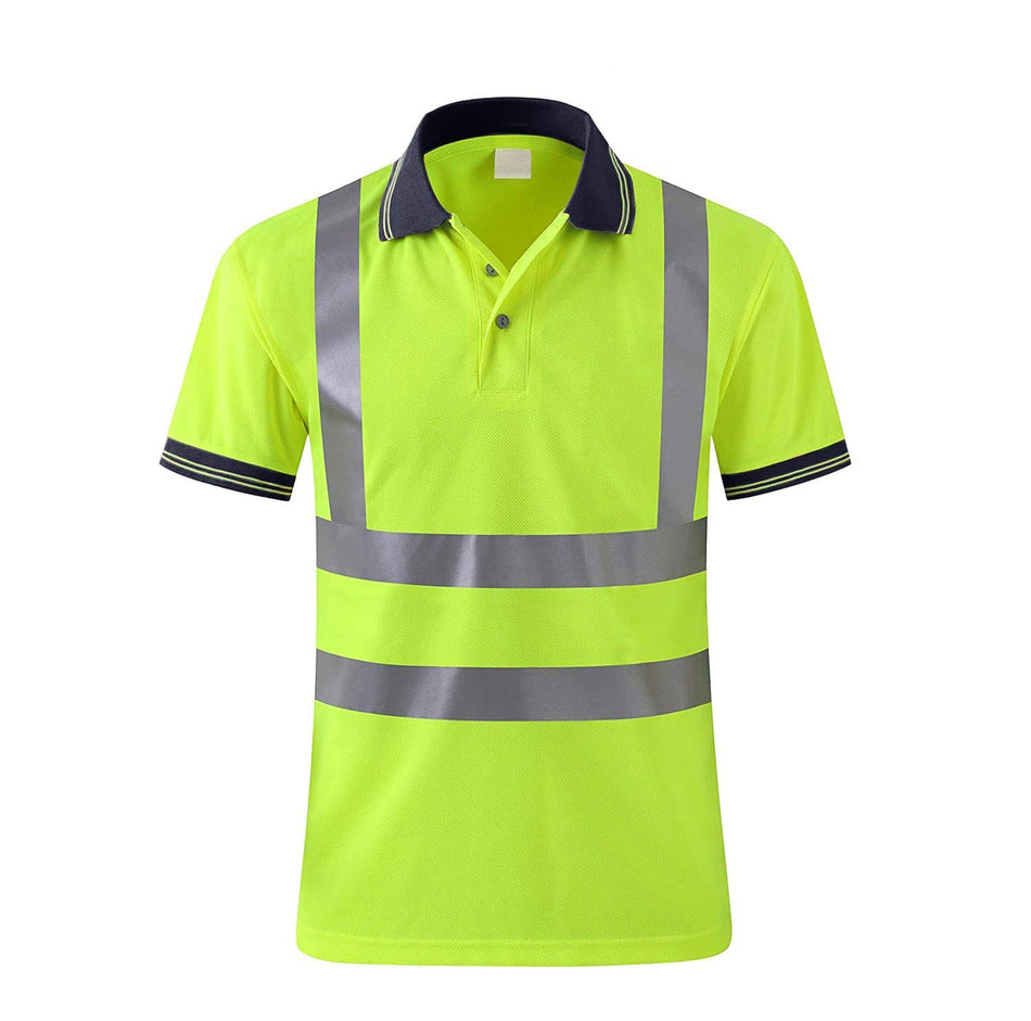 SMASYS Hi Vis Reflective Polo Shirt, Short Sleeve Casual safety Polo Shirts,Rib Cuff