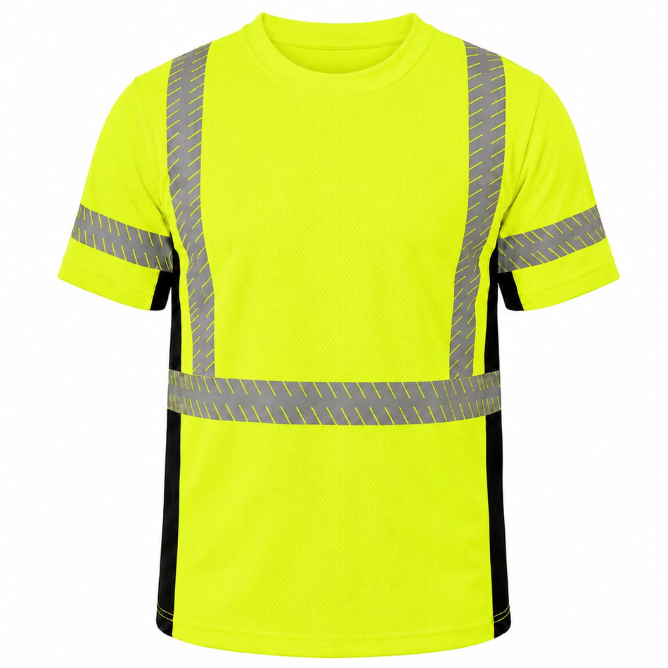 SMASYS Short-sleeve Safety T-Shirt with Silver Slanted Carving Reflective Tape