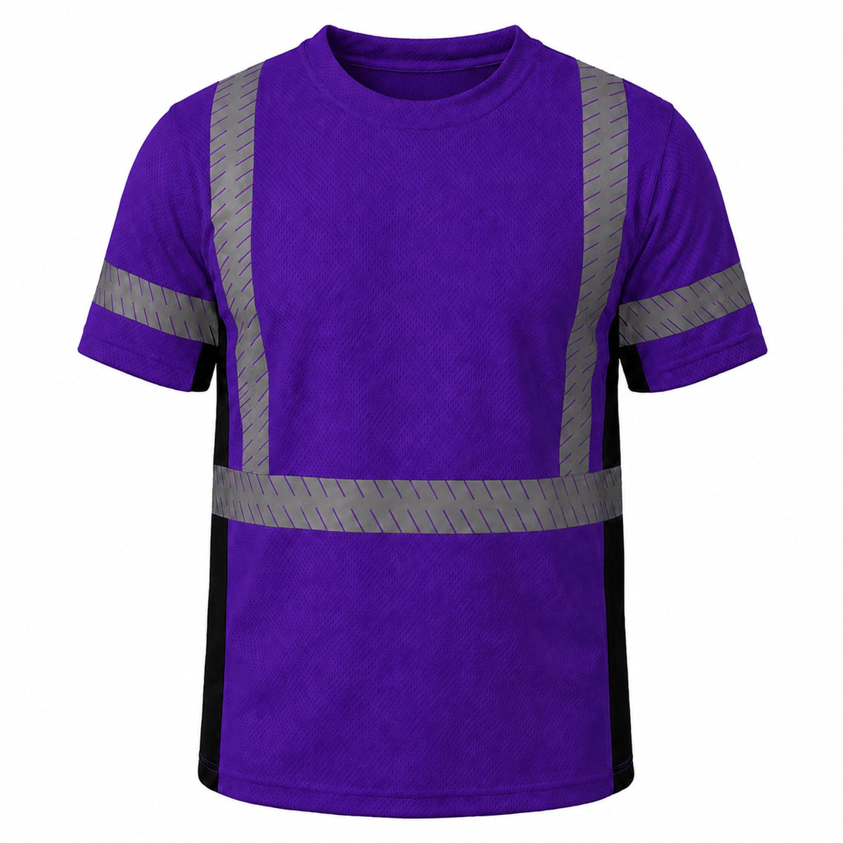 SMASYS Short-sleeve Safety T-Shirt with Silver Slanted Carving Reflective Tape