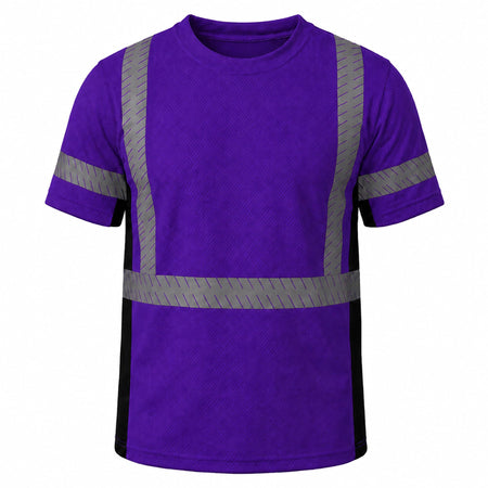 SMASYS Short-sleeve Safety T-Shirt with Silver Slanted Carving Reflective Tape