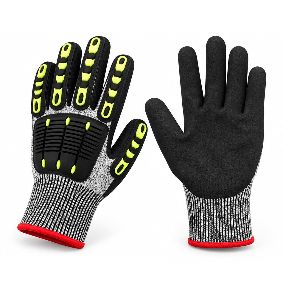 Guantes de trabajo SMASYS que reducen los impactos, nivel de corte ANSI A5, con protectores de nudillos de TPR y absorción de impactos
