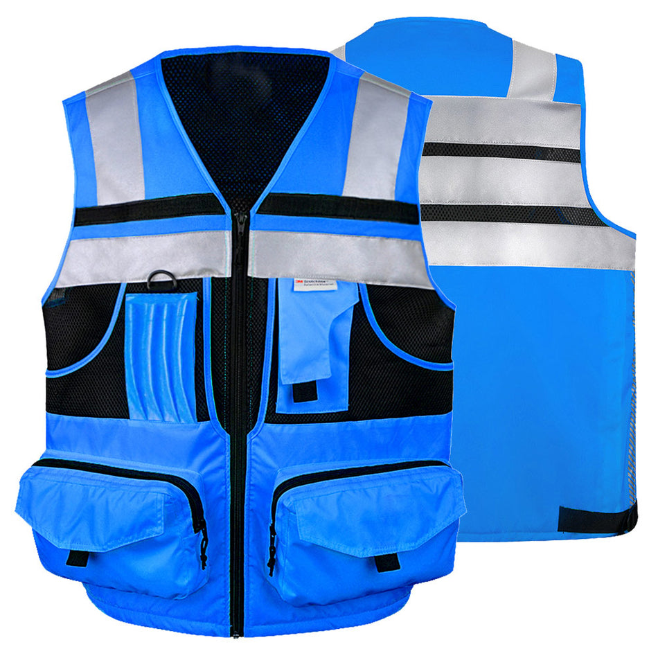 SMASYS 3M Reflective Stripes 10 Pockets Safety High Visibility Vest for Men(SSS-V6642)