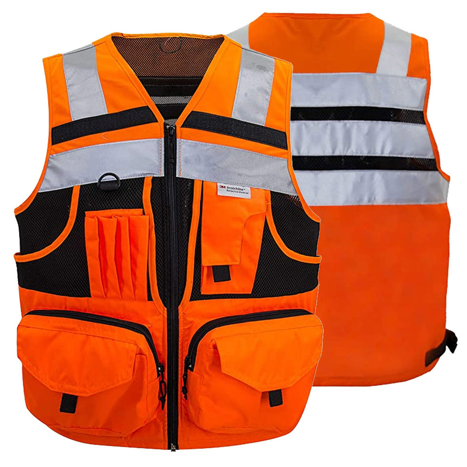 SMASYS 3M Reflective Stripes 10 Pockets Safety High Visibility Vest for Men(SSS-V6642)