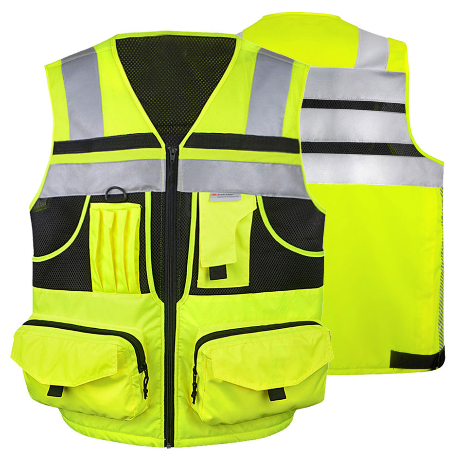 SMASYS 3M Reflective Stripes 10 Pockets Safety High Visibility Vest for Men(SSS-V6642)