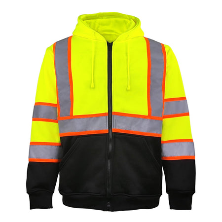 SMASYS Warm Fleece High Visibility Reflective Strips Black Hoodie SMASYS Store