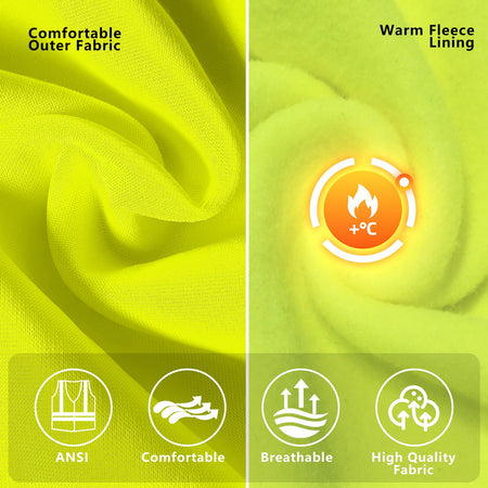 SMASYS Warm Fleece High Visibility Reflective Strips Black Hoodie SMASYS Store