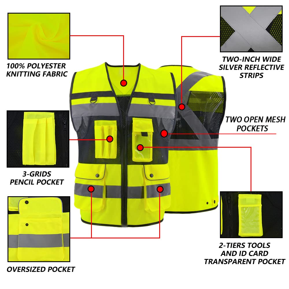 Highlighted features of a safety vest 
