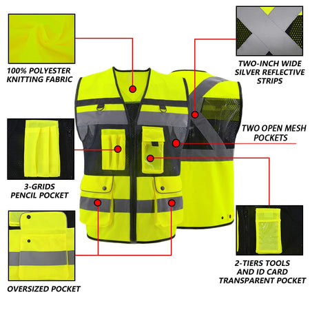 Highlighted features of a safety vest 