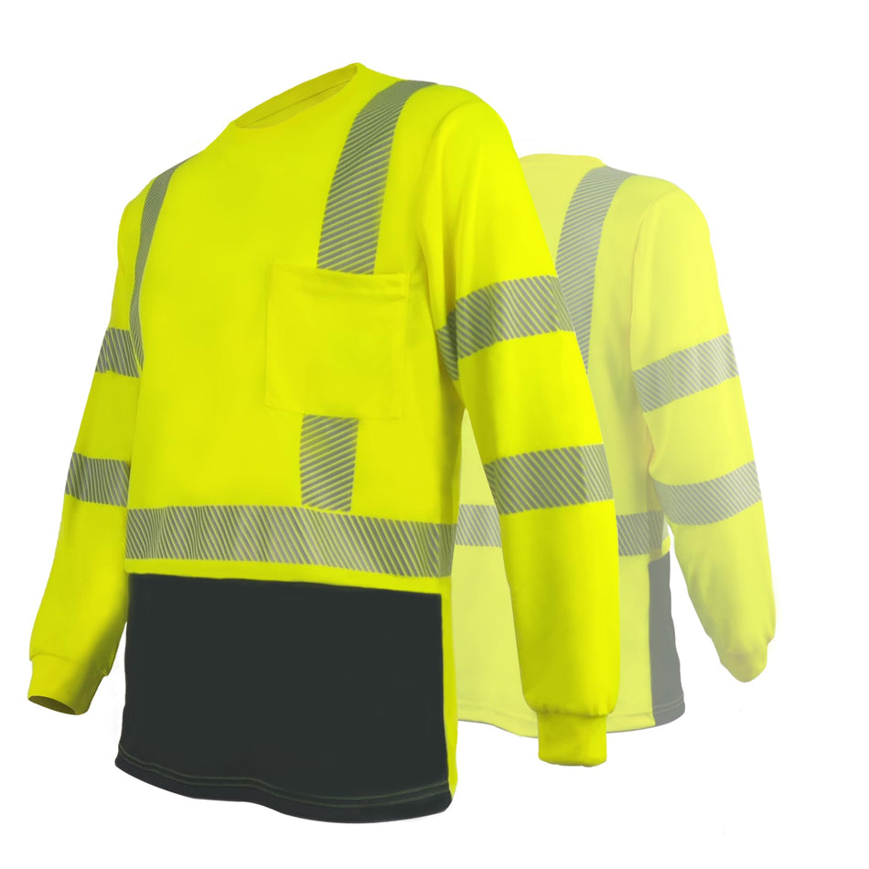 Chemise de sécurité haute visibilité SMASYS avec poche réfléchissante et fond noir 