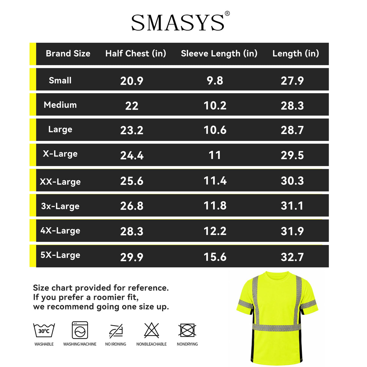 SMASYS Short-sleeve Safety T-Shirt with Silver Slanted Carving Reflective Tape