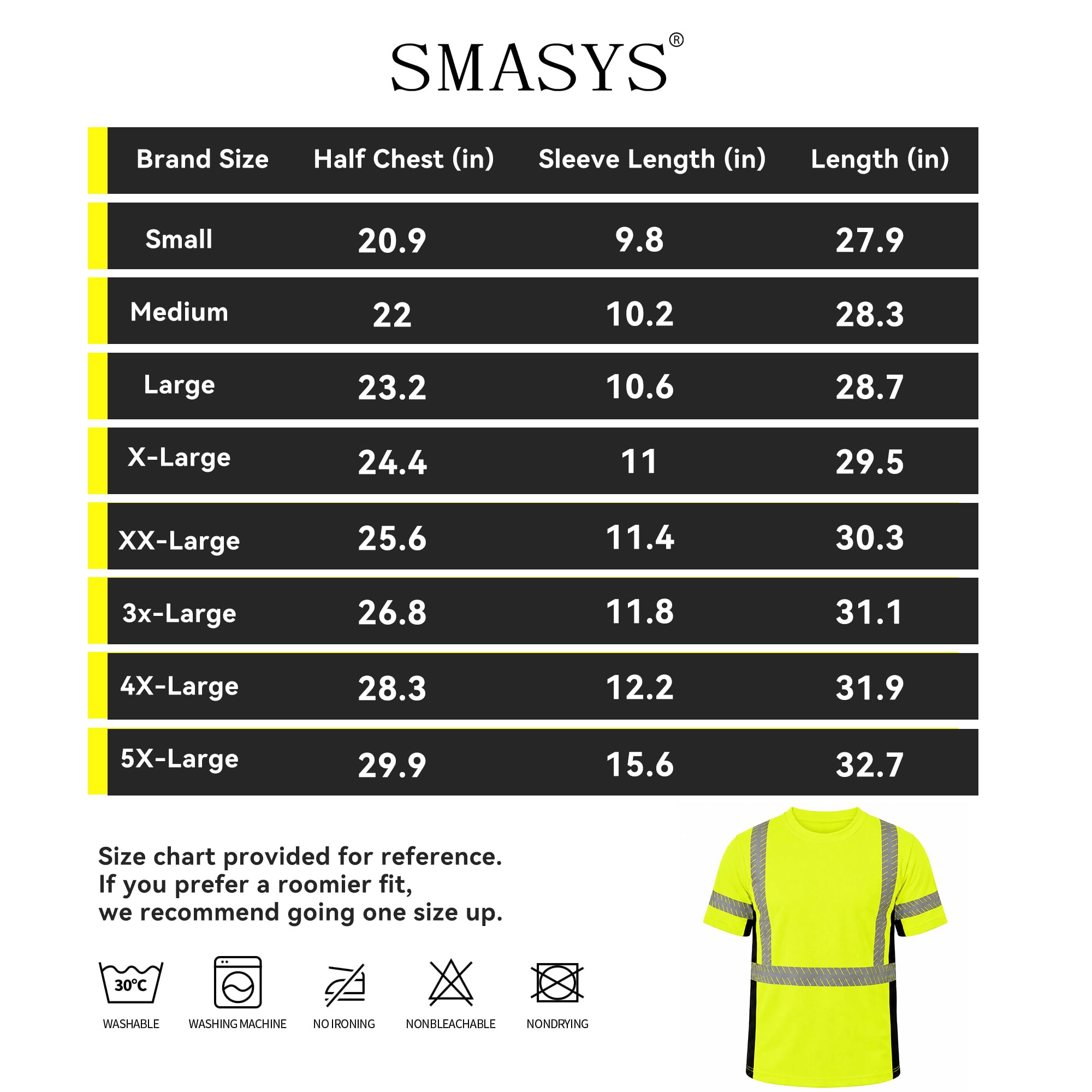 SMASYS Short-sleeve Safety T-Shirt with Silver Slanted Carving Reflective Tape