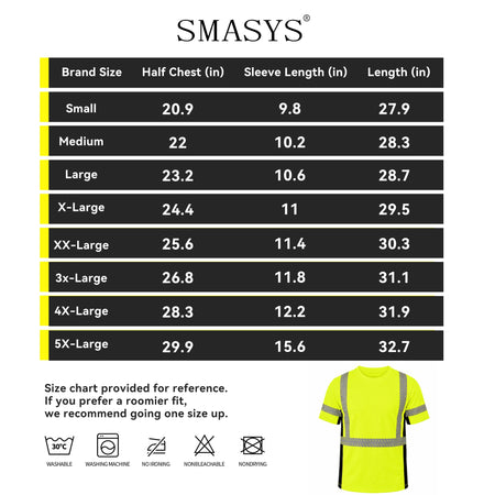 SMASYS Short-sleeve Safety T-Shirt with Silver Slanted Carving Reflective Tape