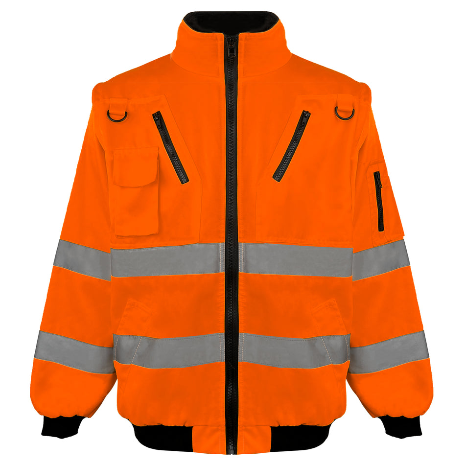 SMASYS 2 in 1 High Visibility Jacket Type R Class 2 Safety Jacket With Fleece Liner