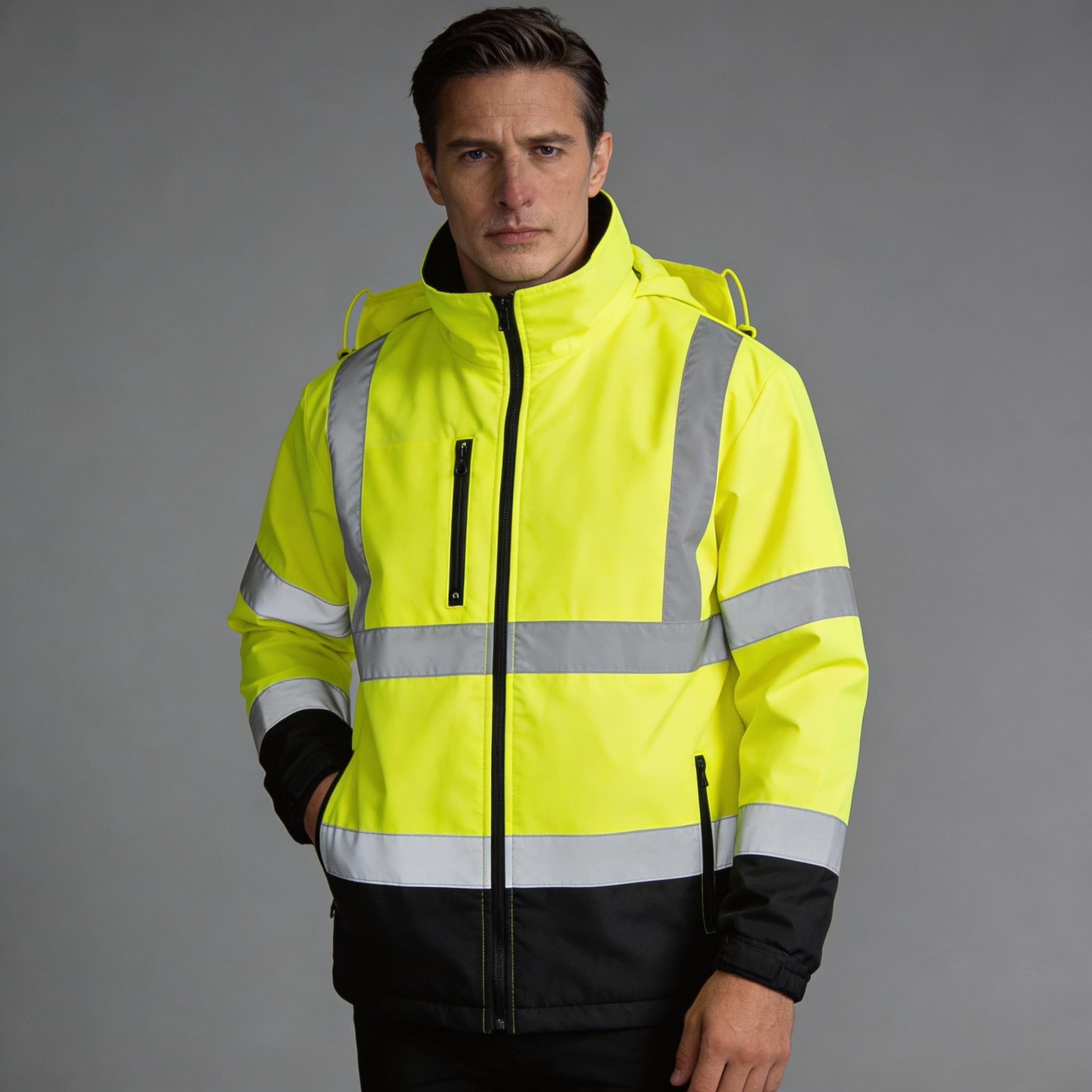 SMASYS Safety Reflective Stripe Softshell Hi Vis Jacket, ANSI