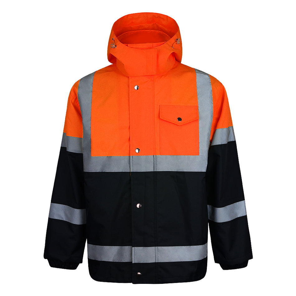 SMASYS Safty Jacket, High Visibility Waterproof Raincoat with Hood