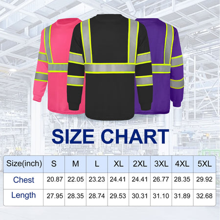 SMASYS Hi Vis Long Sleeve Safety Shirts Construction Dual-Tone Reflective Strips with Chest Pocket