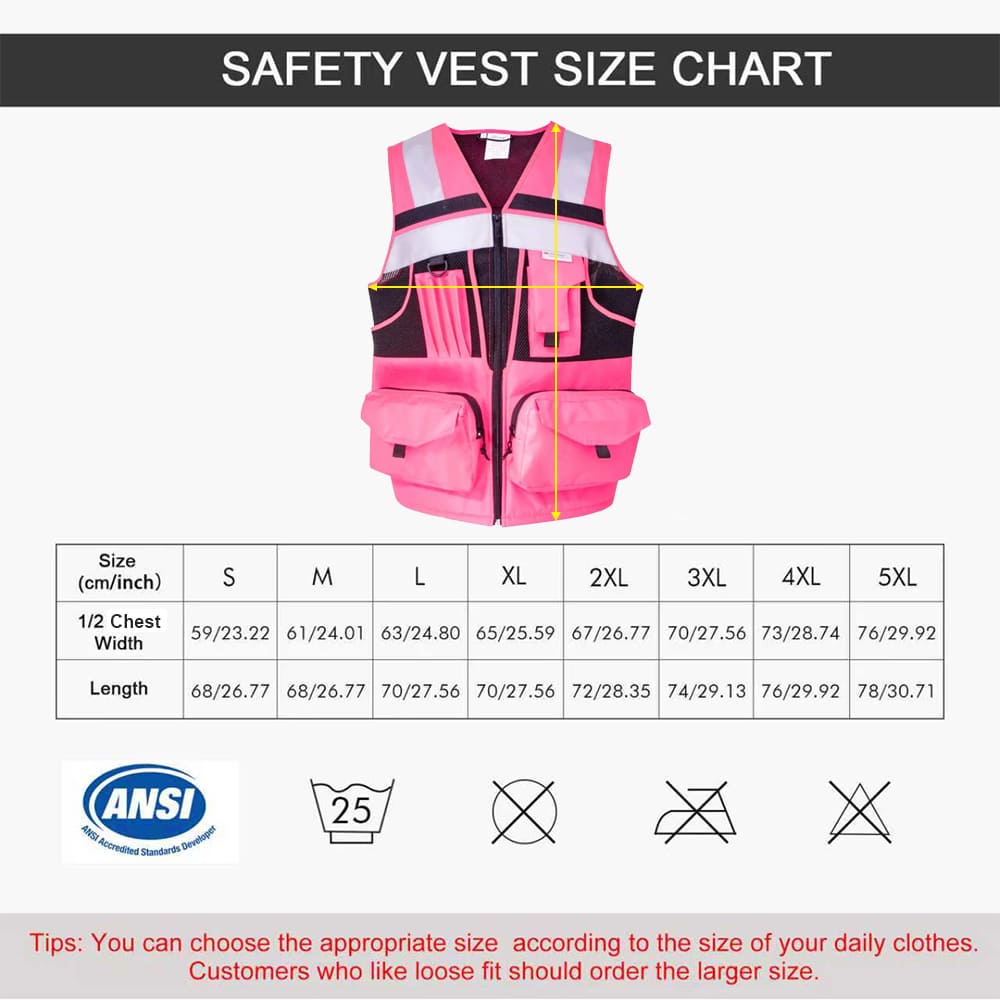 SMASYS Premium 10-Pocket High Visibility Heavy-duty Safety Vest