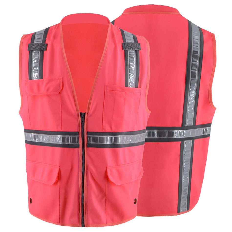 SMASYS HiVis Reflective Contrast Knitting Safety Vest 4 Pockets