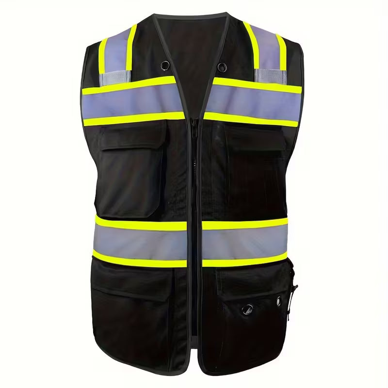 SMASYS Surveyor Safety Vest for Men, 4 Pockets Reflective Vest with V-Neck