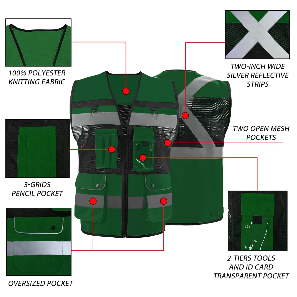 SMASYS High Visibility Reflective Vest,  Safety Vest with 7 Pockets SMASYS Store