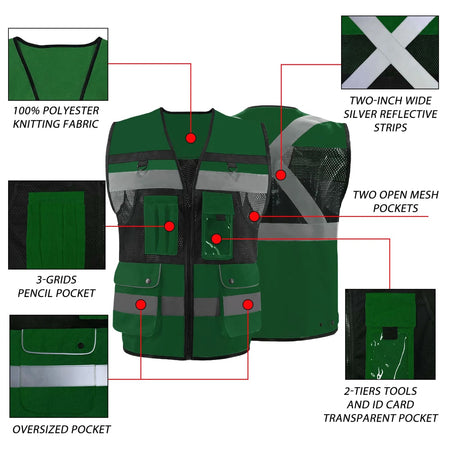 SMASYS High Visibility Reflective Vest,  Safety Vest with 7 Pockets SMASYS Store