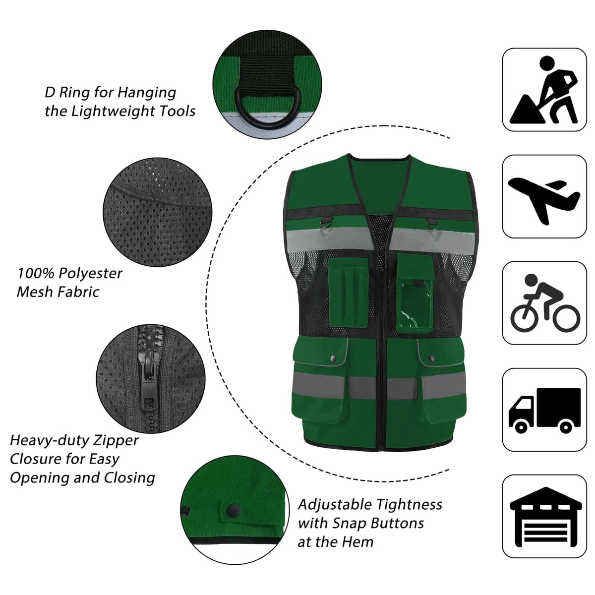 SMASYS High Visibility Reflective Vest,  Safety Vest with 7 Pockets SMASYS Store