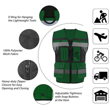 SMASYS High Visibility Reflective Vest,  Safety Vest with 7 Pockets SMASYS Store